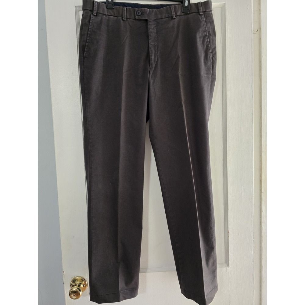 Hiltl Dayne-So Flat Front Chino Trousers Charcoal Gray Mens Measures 36×31